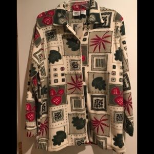 Perfect for fall super soft fleece print  button down shirt or jacket